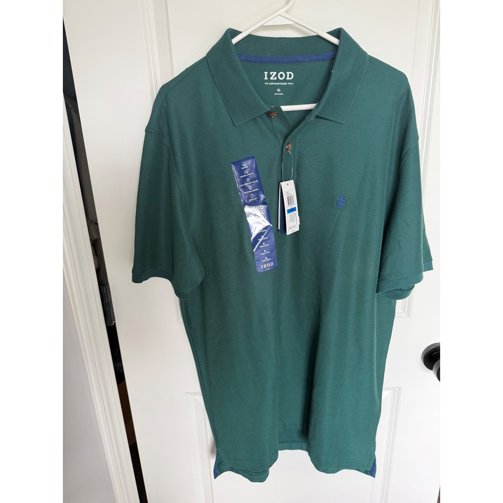 IZOD The Advantage Polo Shirt Mens XL June Bug Green Short Sleeve Wicking NEW